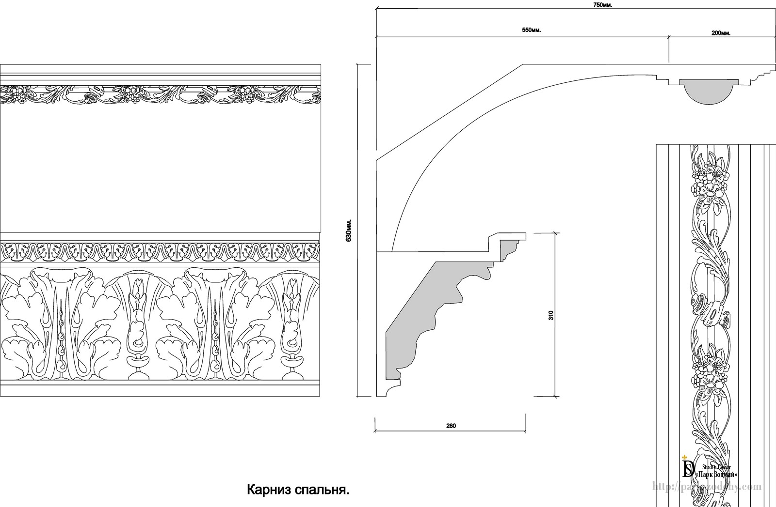 Карниз ГРАНДЕКОР AUTOCAD