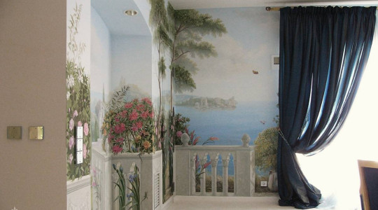 Bedroom with volumetric sentinel painting