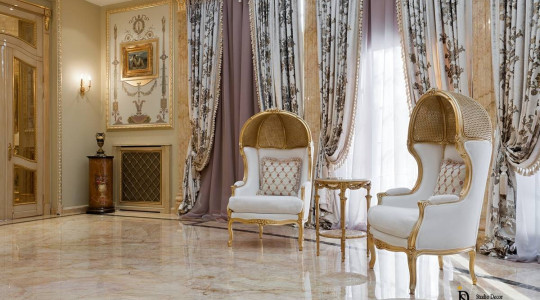 Роскошный интерьер светлой гостиной