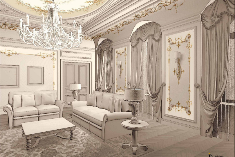 Проект декора теплая гостиная