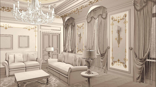 Проект декора теплая гостиная