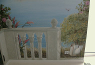 Обманка написанная на стене в спальне