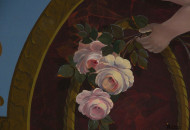 High-quality execution of painting a flower arrangement Fragment of ceiling painting