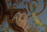 Fragment of a multi-figure composition with a flower arrangement Ceiling painting in the style of the late Renaissance