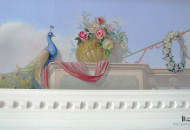 High-quality execution of painting a flower arrangement Painting a high arch using plaster molding
