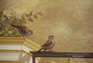 Роспись птицы на стене