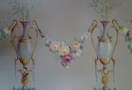 Цветочный фриз для спальни выполненный в полихромной технике Фото пример полихромная роспись