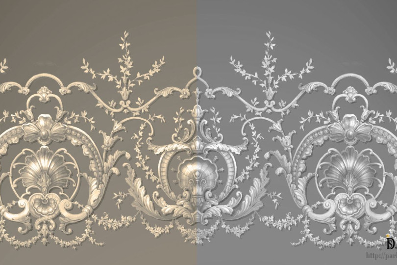 Фрагмент черно-белой росписи стены Черно-белая роспись стен