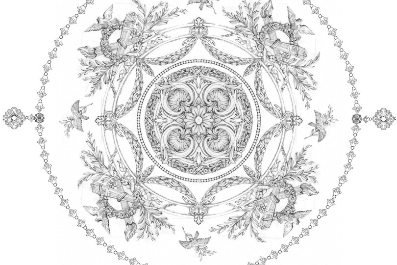 Проект изысканной врезной розетки из гипса для классического потолка врезная розетка из гипса