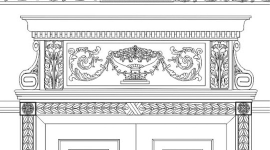 Visualization of the project of a classic portal of a plaster stucco door stucco door portal
