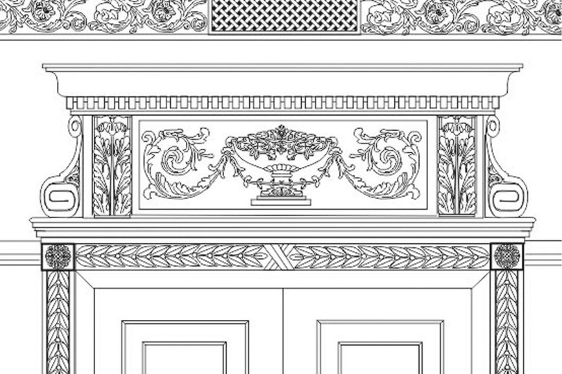 Визуализация проекта классического портала двери из гипсовой лепнины портал двери из лепнины