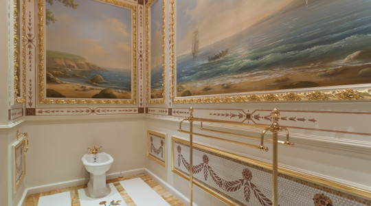 Bathroom with painting and gilding stucco