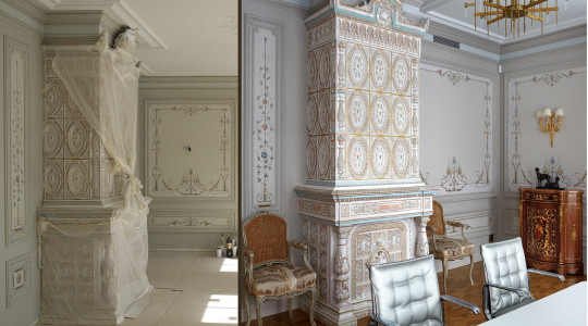 Декорирование гостиной альфрейной росписью