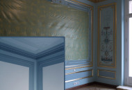 Bathroom decoration with classical painting, gilding of plaster stucco molding, pilasters and magnificent mosaics Stages of painting architectural mirrors in the interior