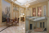 In the living room, architectural mirrors are decorated with alfrey painting, which has become a wonderful frame for the picture. Decorating the living room with alfrey painting