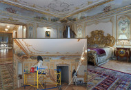 Decorating a bedroom in the Baroque style: painting the walls, ceiling, padugas, gilding of stucco details, furniture elements helped to emphasize the basic features of the style Alfrey painting of the hall ceiling
