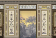 Развертка стены: роспись в интерьере Развертка стены с альфрейной, иллюзорной росписью, золочением дверей