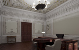 Готовый проект кабинета с альфрейной, полихромной росписью, лепниной Готовый проект кабинета в классическом стиле
