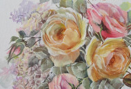 Цветы написанны акриловой краской Фрагмент цветов