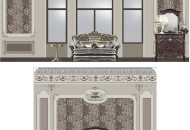 Развертка по стенном спальной комнаты Развертка по стенам спальной комнаты в стиле барокко с росписью