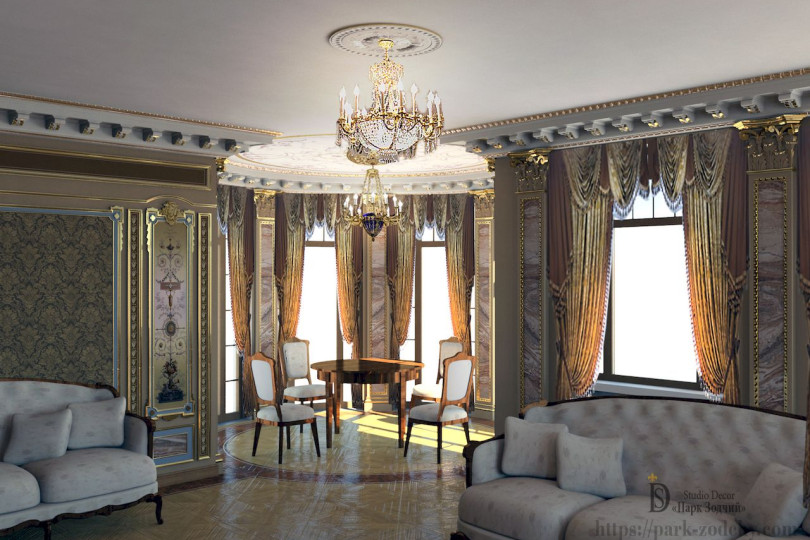 Дизайн дома: эксклюзивный декор Дизайн дома с эксклюзивным статусным декором: росписью, мраморными пилястрами