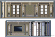 Развертка стен гостиной комнаты Проектирование интерьера: развертка стен декорированных лепкой, росписью