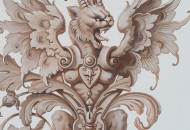 Painted with acrylic Fragment of illusory painting