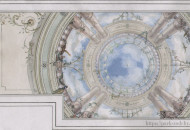 В росписи потолка применялись два направления: иллюзорная и альфрейная росписи