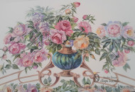 Роспись акрилом цветов на потолке Роспись цветов на потолке