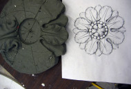 эскиз и модель из пластилина гипсовой лепнины