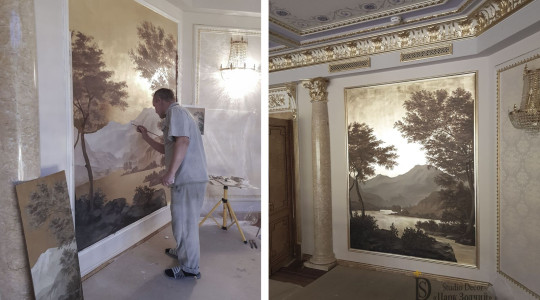 Роспись стен в гостиной